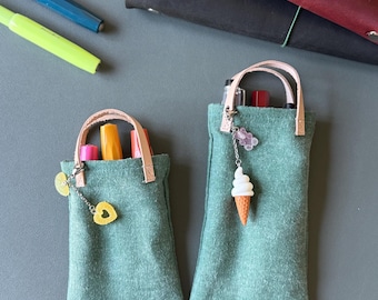 Vintage Wash Denim Seafoam Green Tiny Pen Tote for your Traveler’s Notebook, Pocket Pen Pouch, Pen Pouch, Minamalist Pen Pouch,  Pen Holder