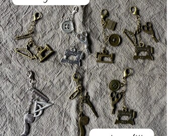 Sewing Machine Tiny Bag Charm,  Singer Charm, Thread Charm, Scissors Charm, Dangle Planner Charms, Mini Planner Charm, Ruler Charm, Tiny bag