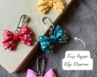 Polka Dot Bow Paper Clip Charm, Pink Bow Paper Clip, Red Bow Planner Paper Clip, Yellow Bow Journal Paper Clip, Blue Bow Paper Clip Charm