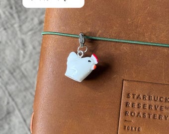 Farm Hen Chicken Planner Charm, 3D Chicken Charm for your Traveler’s Notebook and Rings Planner, Mini Planner Charms, White Chicken Charm