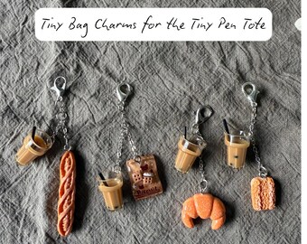 Boba Tea Tiny Bag Charm, Boba Tea Planner Charm, Bread Bag Charm, Bread Planner charm, Croissant Charm, French Bread Charm, Biscuit Charm