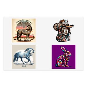 Fogli di adesivi con tema "Western Cowgirl" - Arte colorata per diari, scrapbooking, regali, decorazioni per la casa, lavoretti per bambini