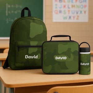 Zaino mimetico personalizzato, borsa con nome personalizzato, attrezzatura per attività all&#39;aperto, materiale scolastico, regalo per bambini, elegante zaino da viaggio