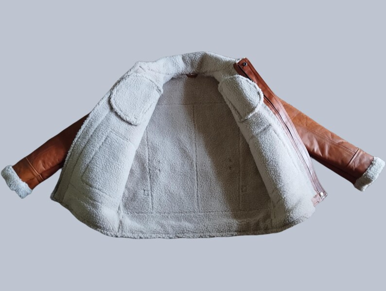 Vera pelle di montone bomber: giacca da aviatore trucker – cappotto da pilota invernale da uomo in pelliccia di montone fatto a mano, regalo personalizzato per lui immagine 6