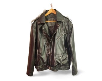 Men’s American Flag Leather Biker Jacket – Handmade Genuine Sheepskin Motorcycle Jacket | Classic Black USA Flag Rider Jacket