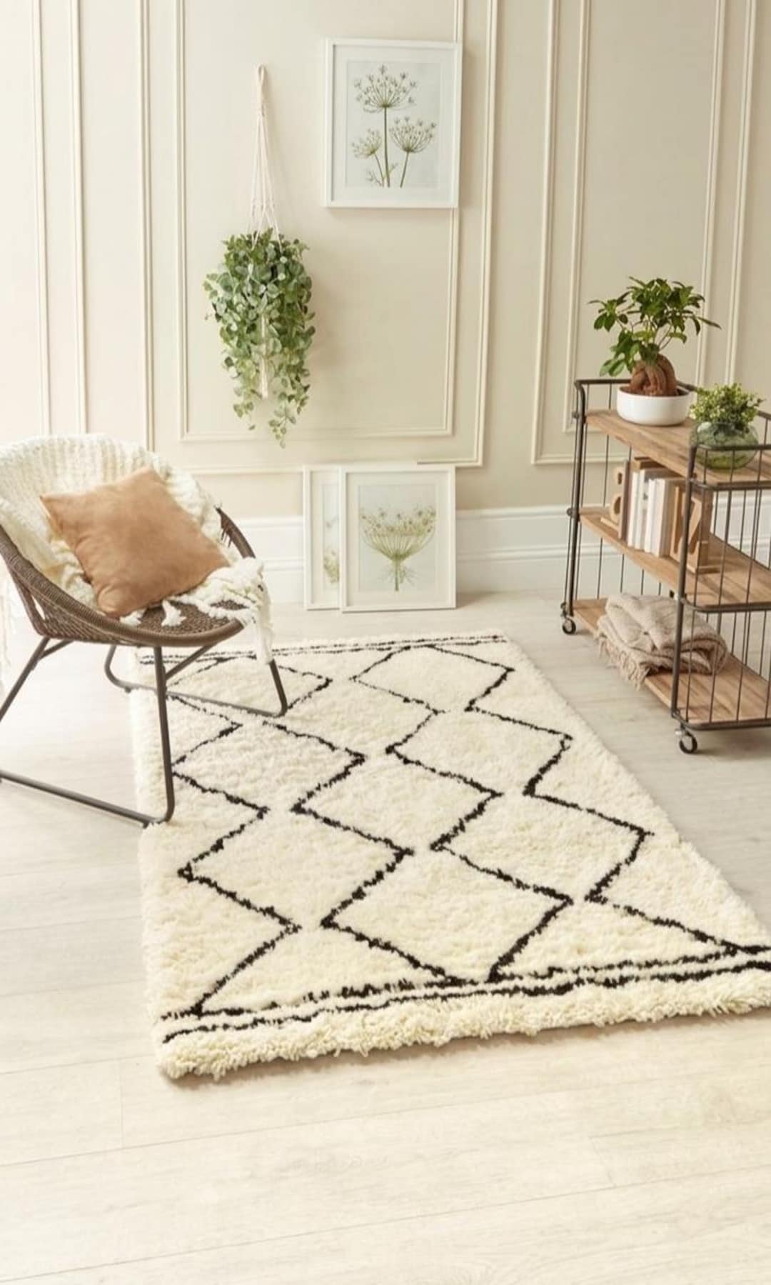 Luxury Moroccan Shearling Rug – Handmade Beni Ourain Wool Runner Rug ...