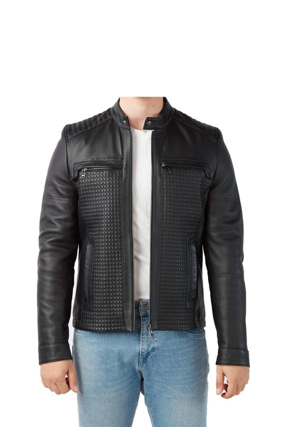 Genuine Black Leather Biker Jacket | Slim Fit Motorbike  Coat | Handmade Leather Outerwear • Luxury Gifts