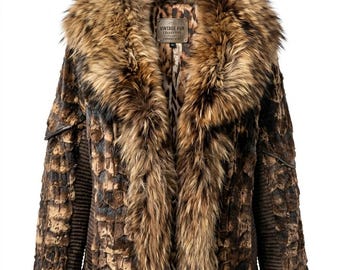 Vintage Short Body Luxury Fur Coat - Rare Multi-Texture Jacket - Genuine Artisan Crafted Fur Outerwear, Elegant Winter Fashion