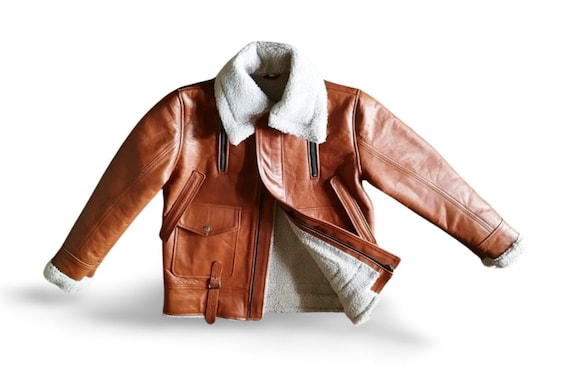 Shearling Bomber Leather: Trucker Aviator Jacket – Men’s Winter Handmade Sheepskin Fur Pilot Coat, Customised Gift For Him