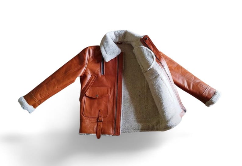 Vera pelle di montone bomber: giacca da aviatore trucker – cappotto da pilota invernale da uomo in pelliccia di montone fatto a mano, regalo personalizzato per lui immagine 4