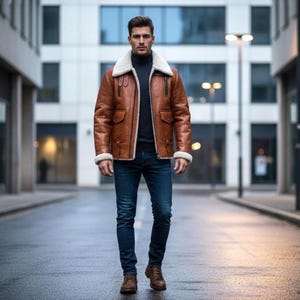 Vera pelle di montone bomber: giacca da aviatore trucker – cappotto da pilota invernale da uomo in pelliccia di montone fatto a mano, regalo personalizzato per lui immagine 8