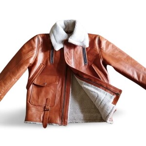 Vera pelle di montone bomber: giacca da aviatore trucker – cappotto da pilota invernale da uomo in pelliccia di montone fatto a mano, regalo personalizzato per lui immagine 5