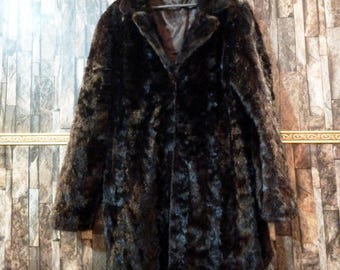 Vintage Brown Mink Style Fur Coat – Luxury Winter Warm Long Coat, Classic Fur Texture Outerwear, Custom Size Available