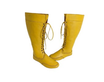 Women Cowboy Boots Handmade Leather – Western Fringe Cowgirl Shoes, Boho Moccasin, Rustic Festival Boots