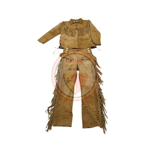 Braunes Wildleder Fransen Cowboy Mountain Man Hemd und Hose Rodeo Outfit MSP301