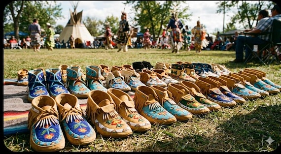 Native American Style Beaded Moccasin - Handmade Powwow Regalia Custom Orders