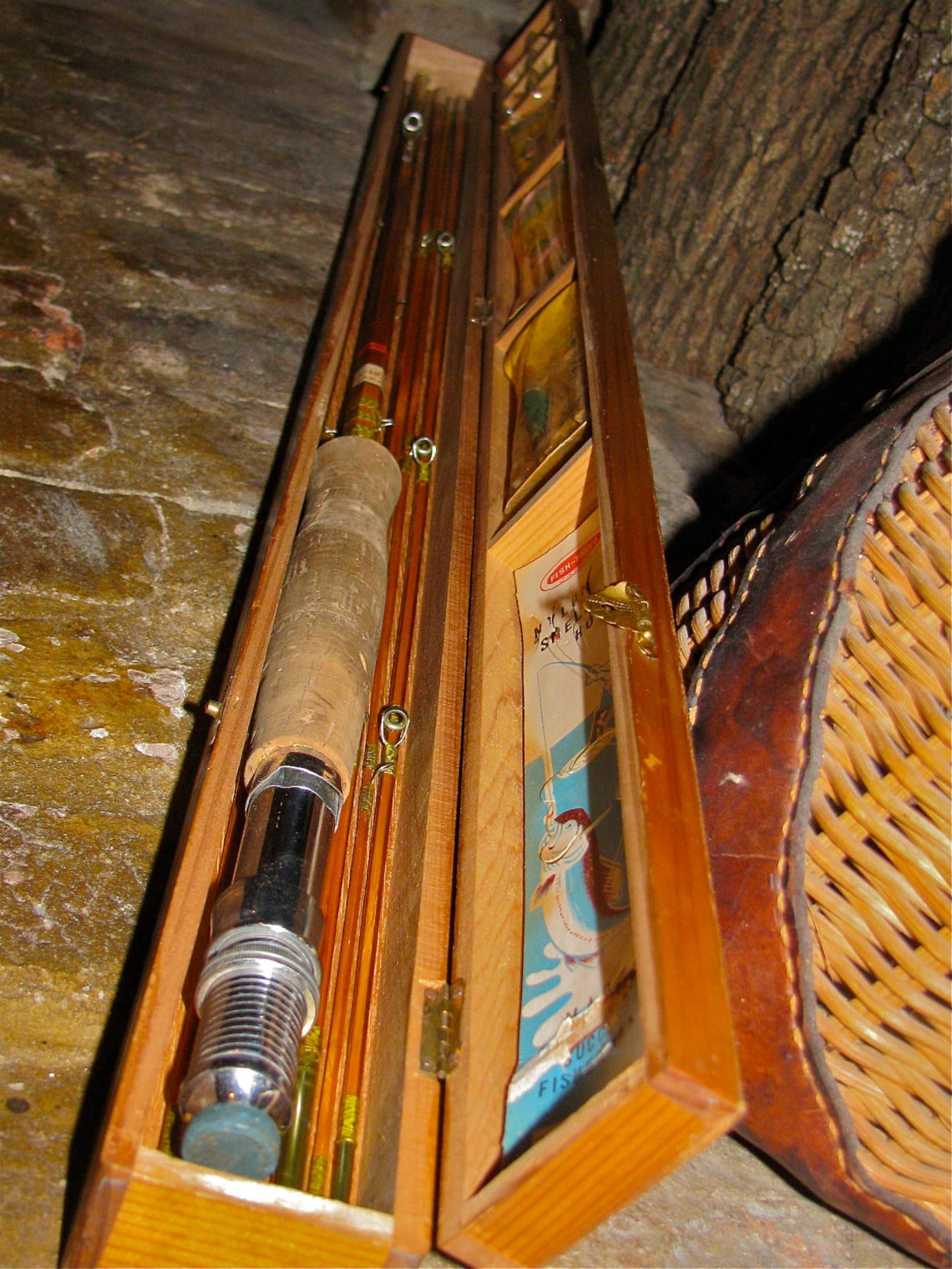 Vintage Bamboo Fly Fishing Rod and Wooden Box Case Etsy