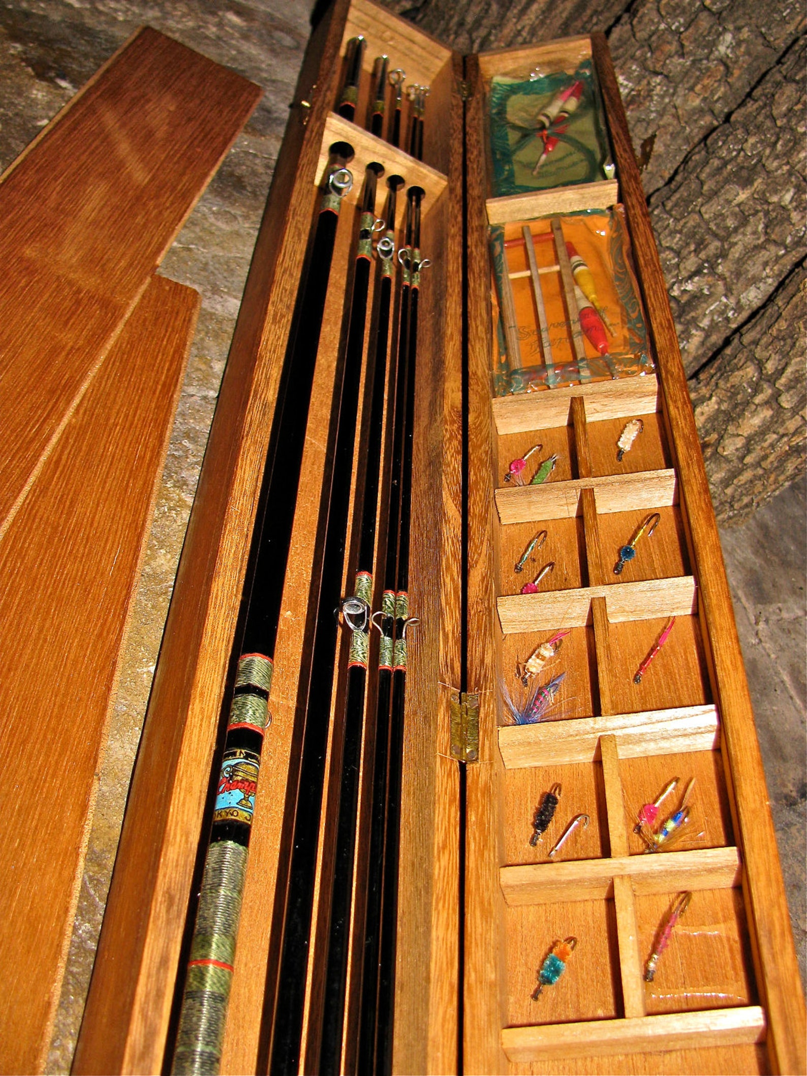 Vintage Fly Fishing Rod & Wooden Box Case Etsy