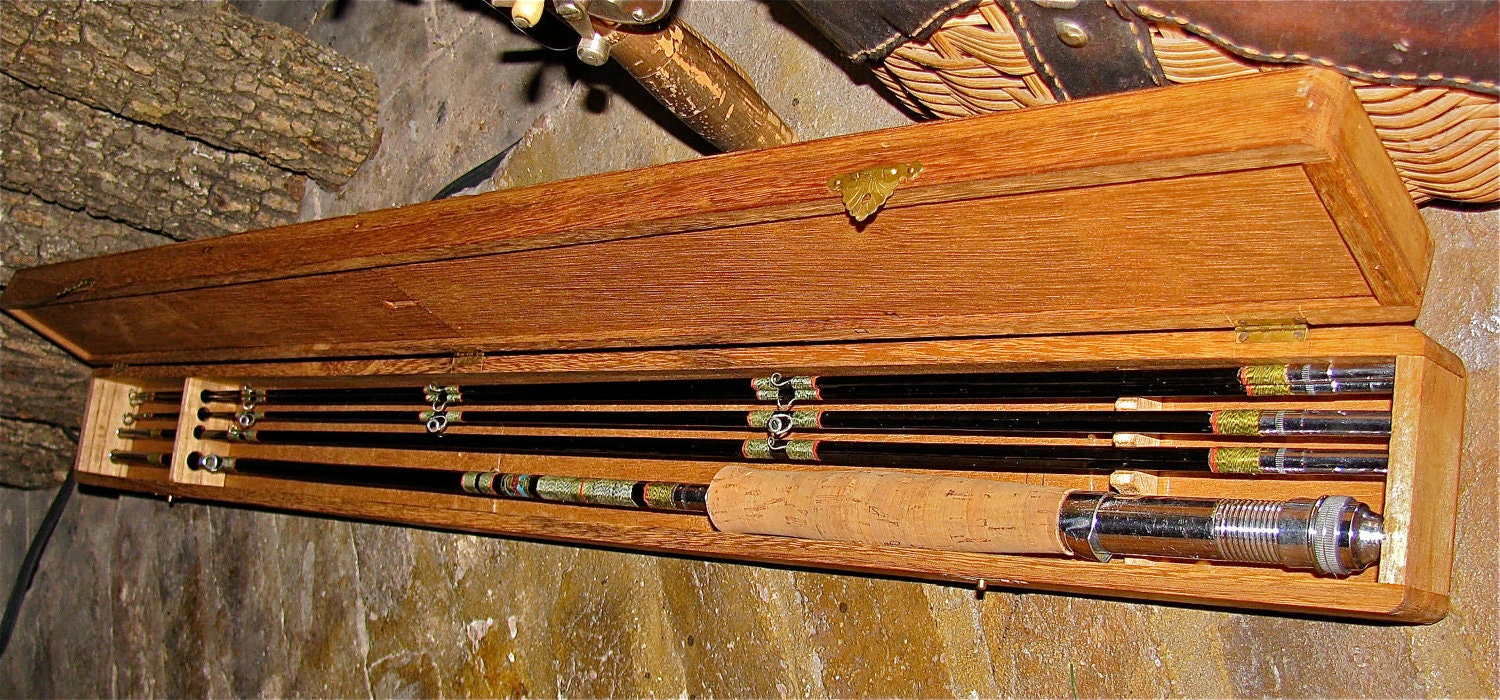 Vintage Fly Fishing Rod & Wooden Box Case Etsy