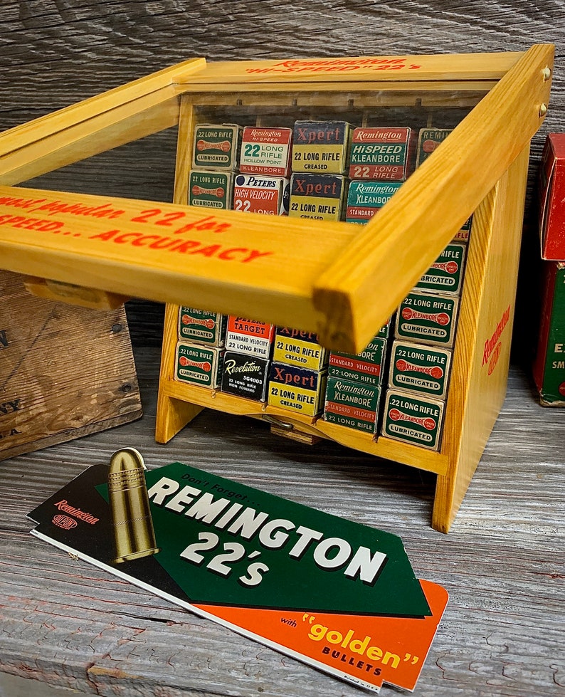 Wooden Remington 22 Caliber Advertising Ammo Display Case Box Etsy