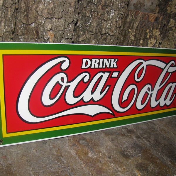1989 Coca Cola Porcelain Enamel Sign / Soda / Coke / Advertisement