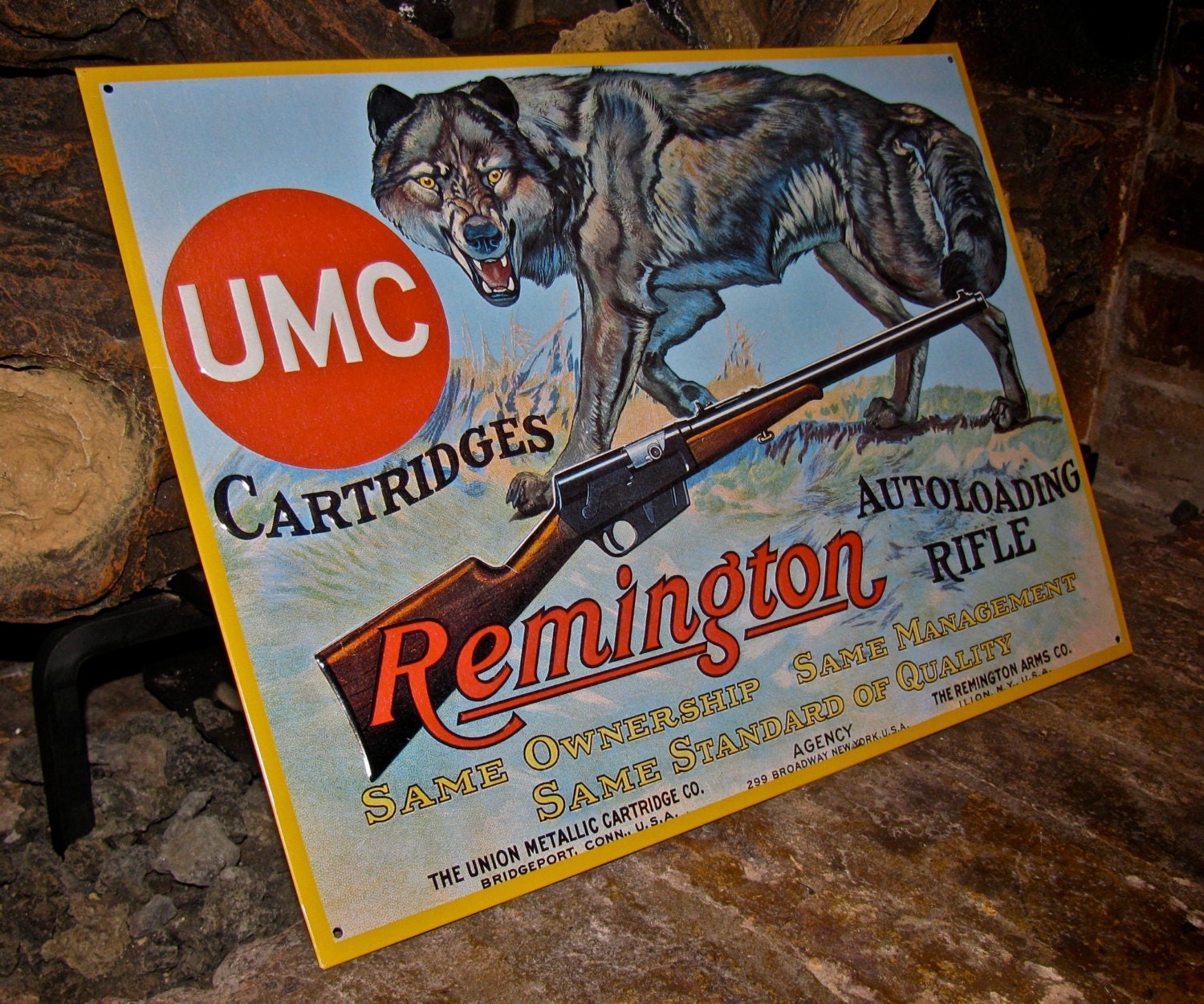 Vintage 1991 Embossed Tin Sign Advertising Remington Etsy