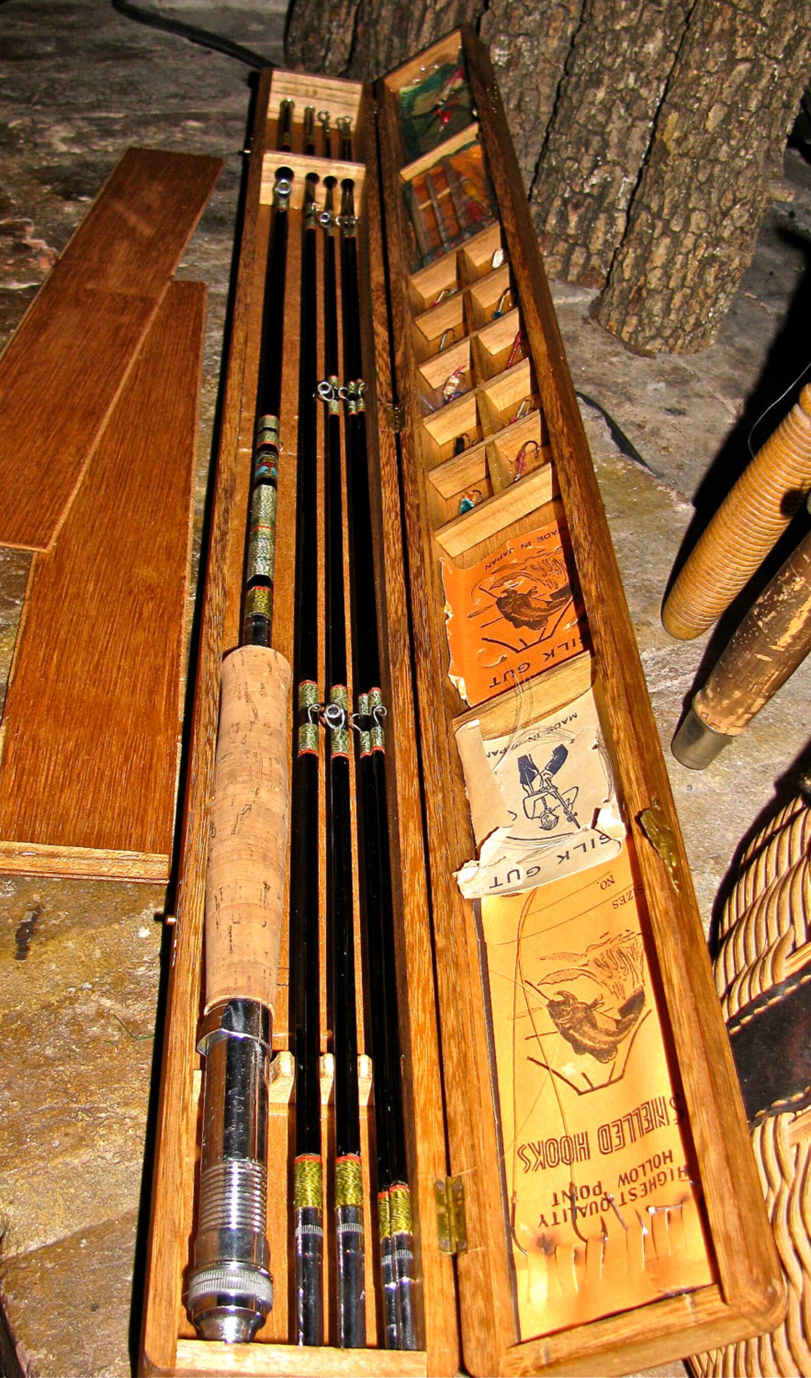 Vintage Fly Fishing Rod & Wooden Box Case Etsy