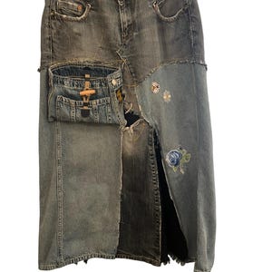 Upcycled Denim Skirt Made with High-quality Jeans w/Phone Pocket