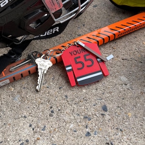 Personalized Hockey Jersey Keychain – Custom Name, Number & Color! - Larger Size