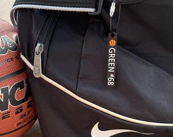 Personalized Basketball Bag Tag – Custom Name, Number & Color!