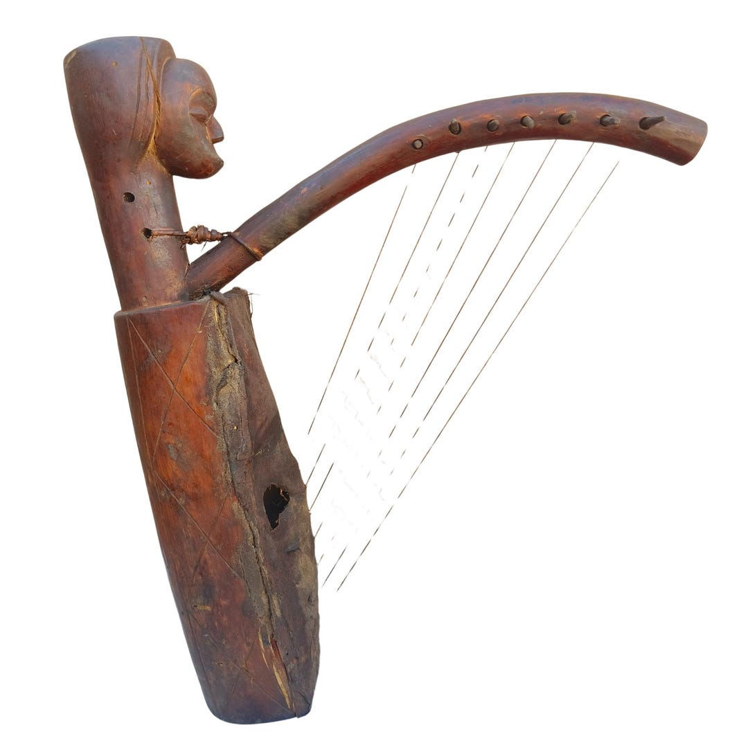 Antique Zande Harp From Congo – Handcrafted Tribal Musical Instrument ...