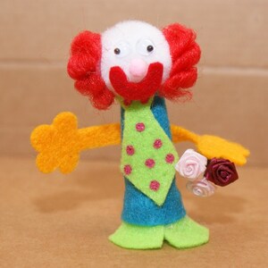 Clown with Flowers Finger Puppet