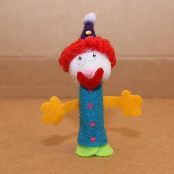 Clown with Tall Hat Finger Puppet