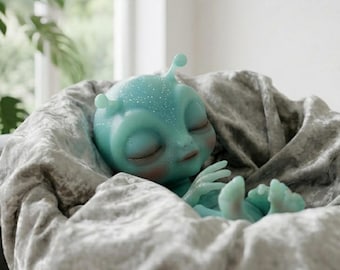 9 inch Mini Full silicone Alien Reborn Baby Doll, Rooted Hair, Squishy Full Body