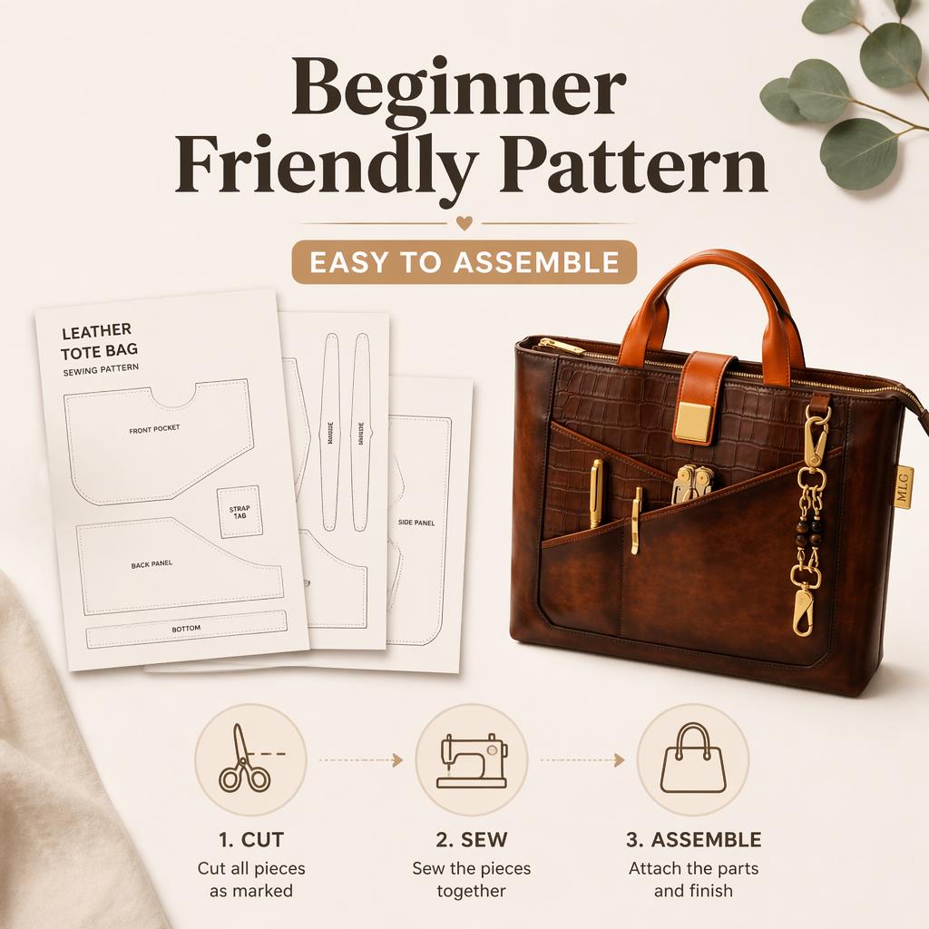 Task Bag Pattern Structured Tote Bag Sewing Pattern PDF, Organizer, Zipper Pockets ...