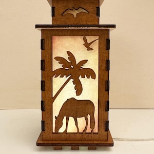 Wild Horses Sunset Night Lamp Lantern, Horse Lover Art Glowing Wooden Lamp, Unique Horse Gift, Wood Home Decor Lantern