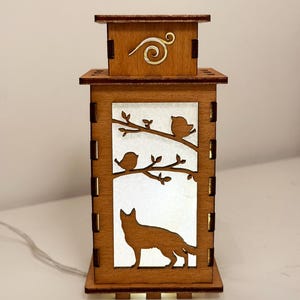 German Shepherd Dog Night Lamp Lantern, Dog Art Glowing Wooden Light, Unique Dog Gift, Wood Home Decor Lantern