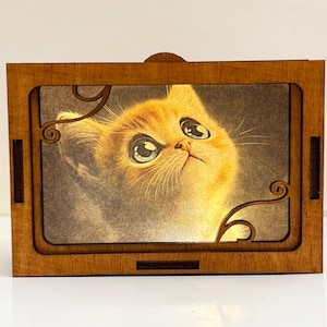 Cute Cat Kitty Night Lamp Lantern,  Cat Cartoon Big Eyes Animal Glowing Wooden Lamp Gift, Wood Home Decor Lantern For Kids Adults