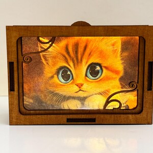 Cute Cat Orange Kitty Night Lamp Lantern, Orange Tabby Cat Animal Glowing Wooden Lamp Gift, Wood Home Decor Lantern For Kids Adults