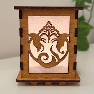 Lord Ganesha Art Tea Light Holder Candle Lamp, Spiritual Ganesha Remove Obstacles Elephant-headed God Vedic, Unique Yoga Gift