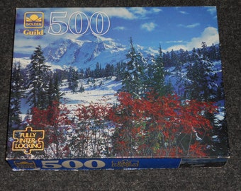 Golden Guild Hot Air Balloons Over Snowy Mountain Puzzle 1000 Piece