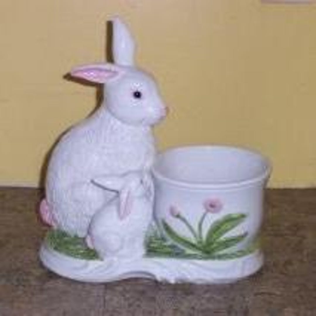 Vintage Oggetti White Ceramic Easter Bunny Garden Planter-glazed-made ...