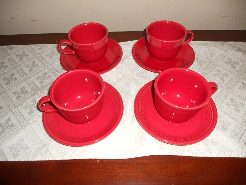 Vintage 8 Piece RED FIESTAWARE Set Cups and Saucers Classic Etsy
