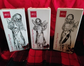 MIKASA ANGELIC FIGURINES-Mandolin, Violin, Harp-Lot of 3