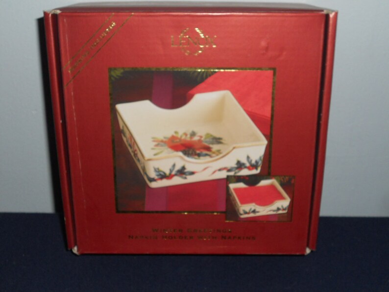 LENOX CHRISTMAS Winter Greetings Napkin Holder With Napkins New Etsy