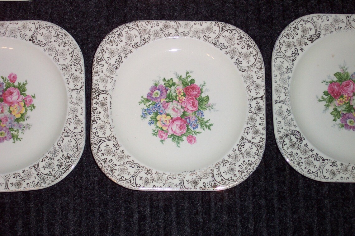 Vintage Atlas China Dessert/Salad Plates With Floral Design22 Etsy