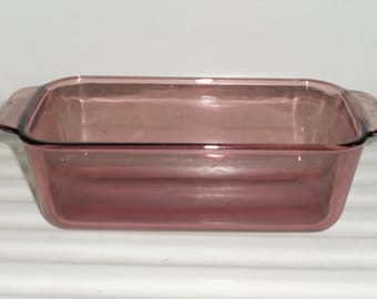 Vintage Pyrex verre canneberge 1,5 pinte, moule à pain, pain/pain de viande