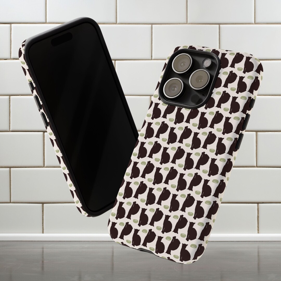 Subtle Black and White Cat Pattern Tough Phone Case, Options Available ...