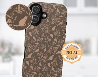 Mocca Cat Lover Robuste Handyhülle - Keine KI, menschlicher Künstler | Matte Oberfläche | Passend für verschiedene iPhone, Samsung Galaxy, Google Pixel Modelle