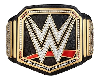 WWE Championship Belt, Premium Leather / Brass Plate, 2mm/4mm, WWE Icon Championship Belt ,Gift, Collectibles & Arts
